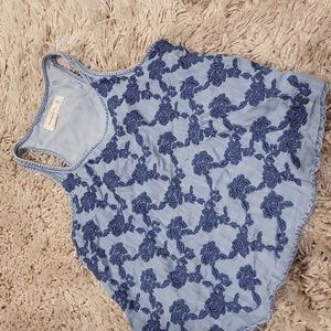 Abercrombie open-back denim embroidered flowy top